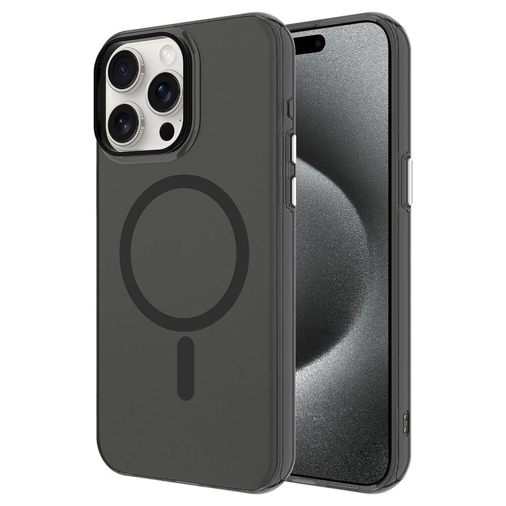 iPhone 15 Pro Max Kılıf Zore M-safe Şarj Özellikli Buzlu Transparan C-Pro Sert Kılıf