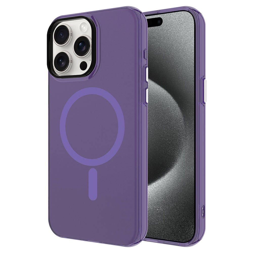 iPhone 15 Pro Max Kılıf Zore M-safe Şarj Özellikli Buzlu Transparan C-Pro Sert Kılıf