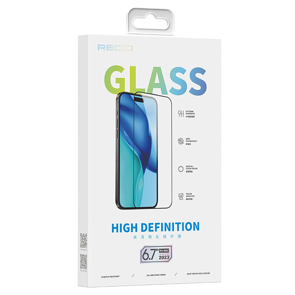 iPhone 15 Pro Max Recci RSP-A23HD Full Transparan Temperli Cam Ekran Koruyucu