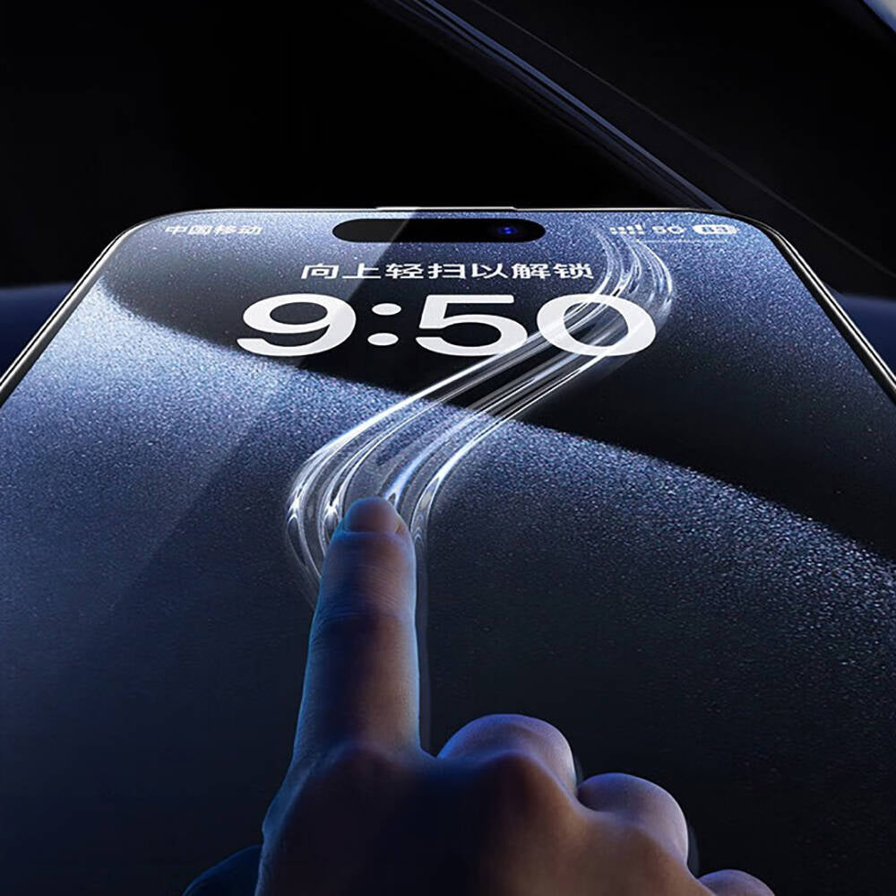 iPhone 15 Pro Max Wiwu SQ-008 Oleofobik Easy Install Darbeye Karşı Dayanıklı Temperli Cam Ekran Koruyucu + Kolay Uygulama Aparatlı