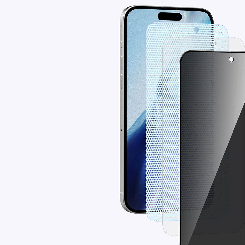 iPhone 15 Pro Recci RSP-A06SP 3D Privacy Shield Temperli Cam Ekran Koruyucu