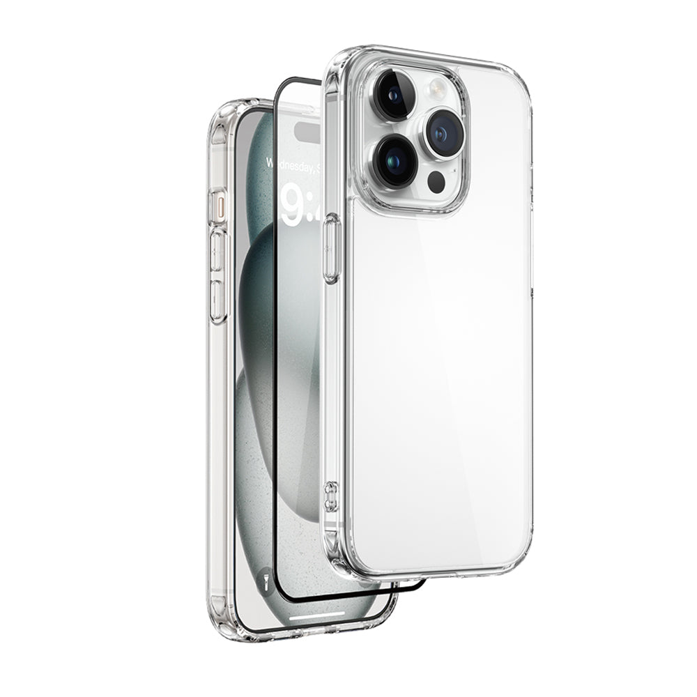 iPhone 15 Pro Wiwu Wi-IP001 Kılıf Ekran Koruyucu Kamera Lensi 3in1 Koruma Seti
