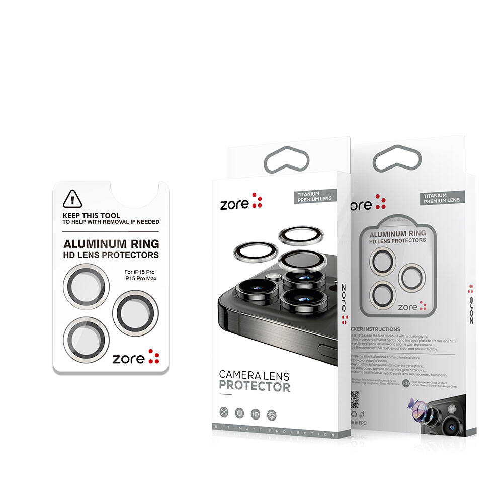 iPhone 15 Pro Zore Safir CL-15 Parmak İzi Bırakmayan Anti-Reflective Kamera Lens Koruyucu