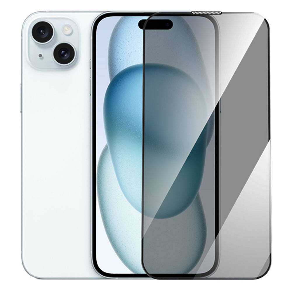 iPhone 15 Wiwu GT-011 Anti-Bakteriyel Özellikli Polimer Oleofobik Kaplama Temperli Privacy Cam Ekran Koruyucu