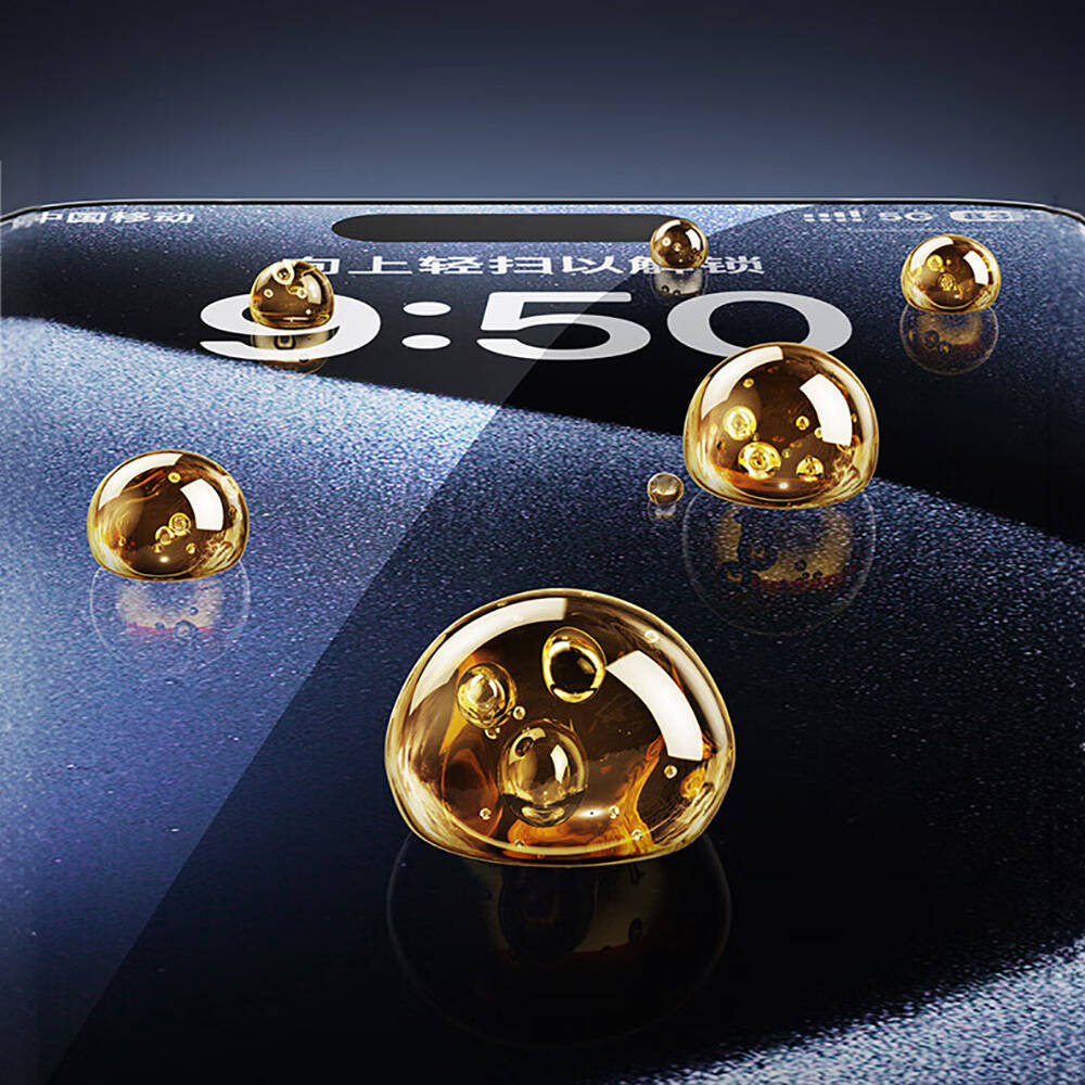 iPhone 15 Wiwu SQ-008 Oleofobik Easy Install Darbeye Karşı Dayanıklı Temperli Cam Ekran Koruyucu + Kolay Uygulama Aparatlı