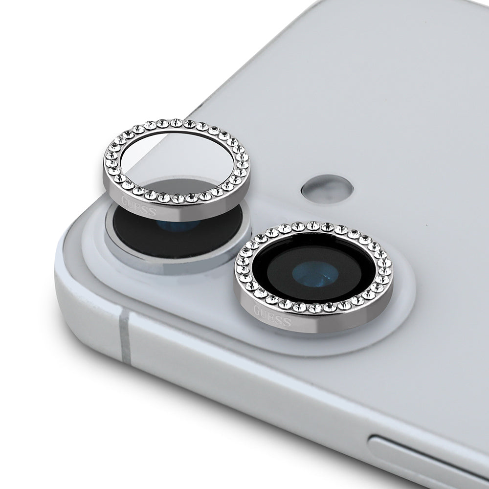 iPhone 16 Guess Orijinal Lisanslı Rhinestone Ekran Koruyucu + Lens Koruyucu 2in1 Aksesuar Seti