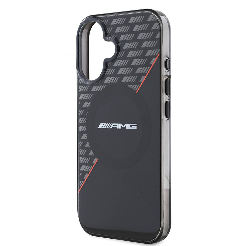 iPhone 16 Kılıf AMG Orijinal Lisanslı M-safe Şarj Özellikli Çift Katmanlı Kırmızı Çapraz Çizgili Kılıf