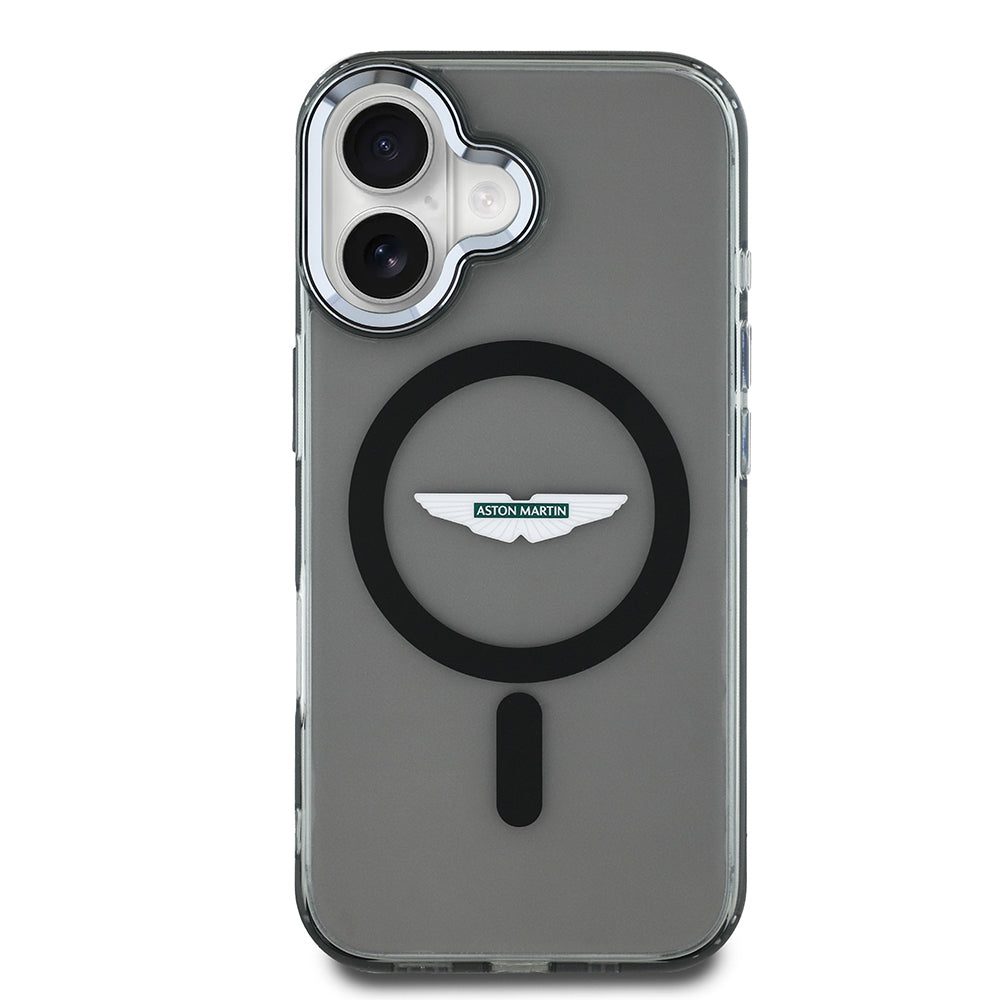 iPhone 16 Kılıf Aston Martin Orijinal Lisanslı M-safe Şarj Özellikli IML Baskı Logolu Buzlu Kılıf