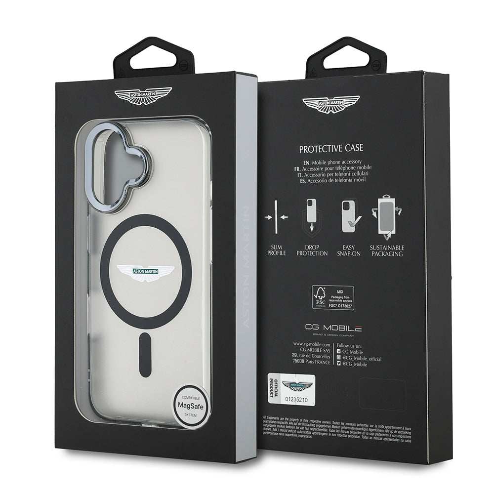 iPhone 16 Kılıf Aston Martin Orijinal Lisanslı M-safe Şarj Özellikli IML Baskı Logolu Buzlu Kılıf