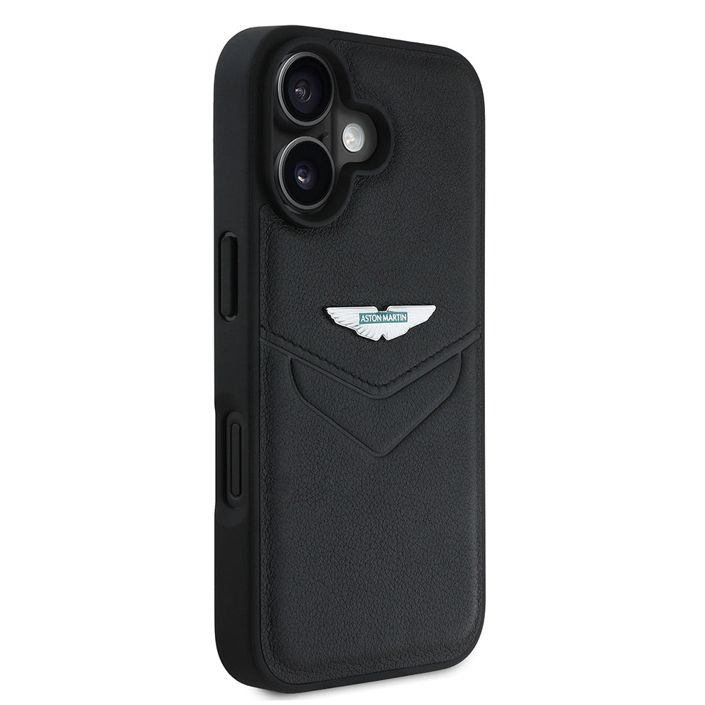 iPhone 16 Kılıf Aston Martin Orijinal Lisanslı Victory Dizayn PU Deri Metal Logolu Kılıf