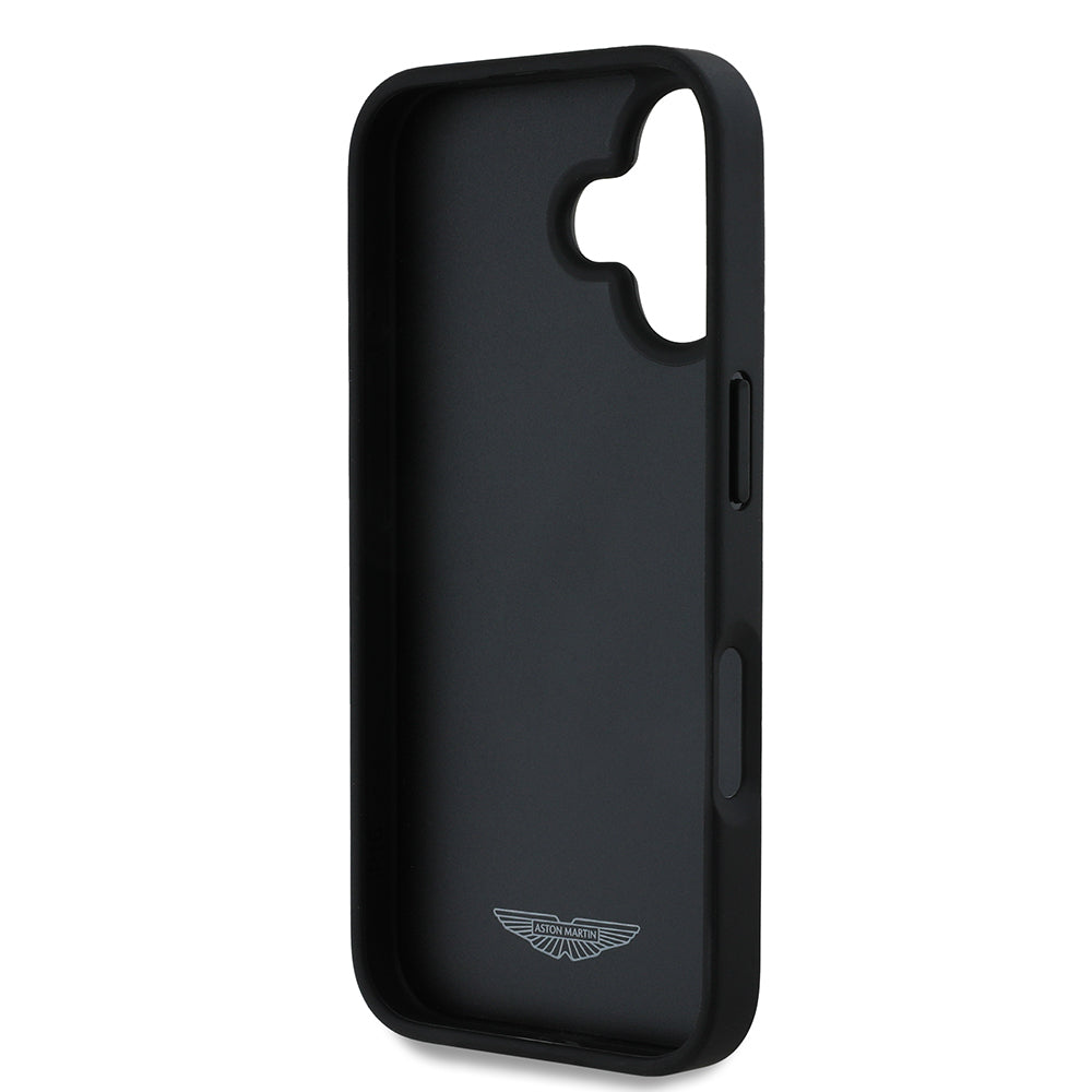 iPhone 16 Kılıf Aston Martin Orijinal Lisanslı Victory Dizayn PU Deri Metal Logolu Kılıf