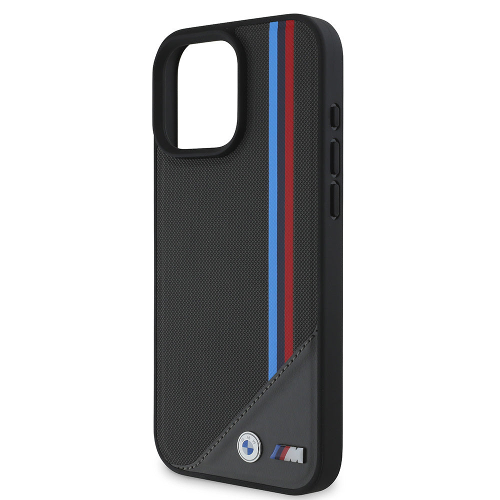 iPhone 16 Kılıf BMW Orijinal Lisanslı M-safe Şarj Özellikli M Logolu Üç Çizgili Dikiş Detaylı Meshed Tricolor Stripes Kılıf
