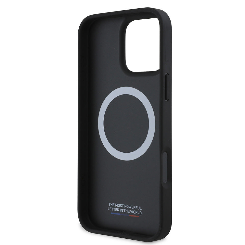 iPhone 16 Kılıf BMW Orijinal Lisanslı M-safe Şarj Özellikli M Logolu Üç Çizgili Dikiş Detaylı Meshed Tricolor Stripes Kılıf