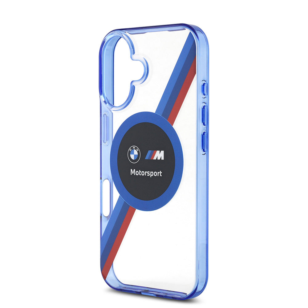 iPhone 16 Kılıf BMW Orijinal Lisanslı M-safe Şarj Özellikli M Logolu Üç Renk Çizgili Motorsport Circle Kılıf