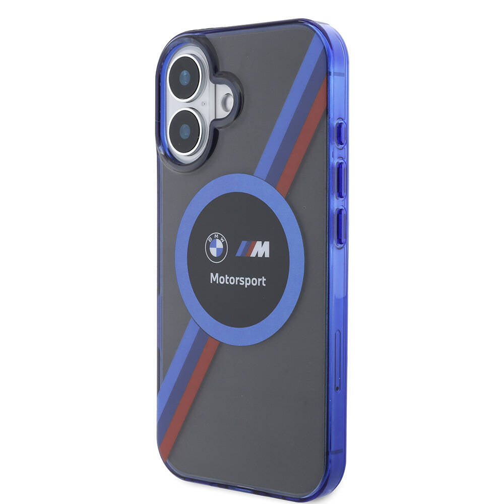 iPhone 16 Kılıf BMW Orijinal Lisanslı M Logolu Üç Renk Çizgili Motorsport Circle Kılıf