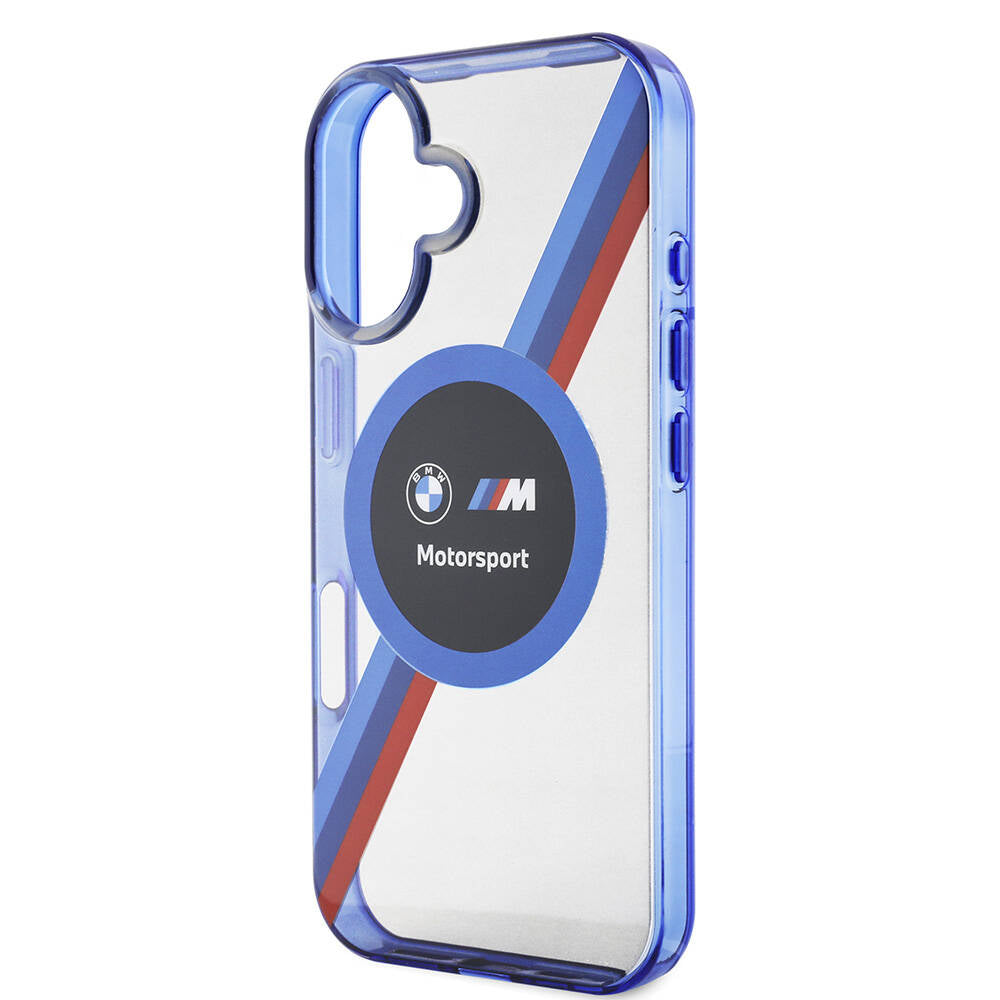 iPhone 16 Kılıf BMW Orijinal Lisanslı M Logolu Üç Renk Çizgili Motorsport Circle Kılıf