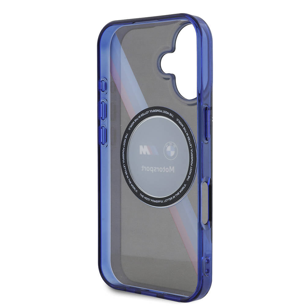 iPhone 16 Kılıf BMW Orijinal Lisanslı M Logolu Üç Renk Çizgili Motorsport Circle Kılıf