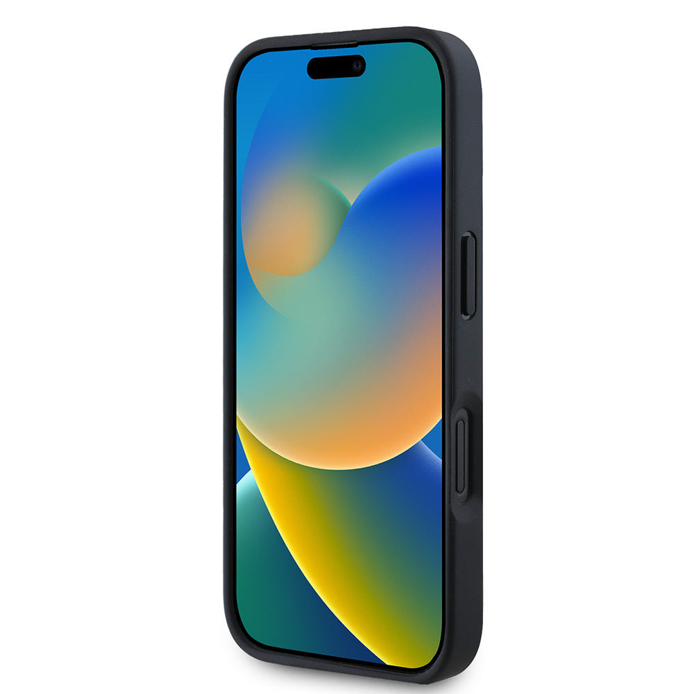 iPhone 16 Kılıf BMW Orijinal Lisanslı M-safe Şarj Özellikli Metal Logolu Dokulu ve Çizgili Deri Kılıf