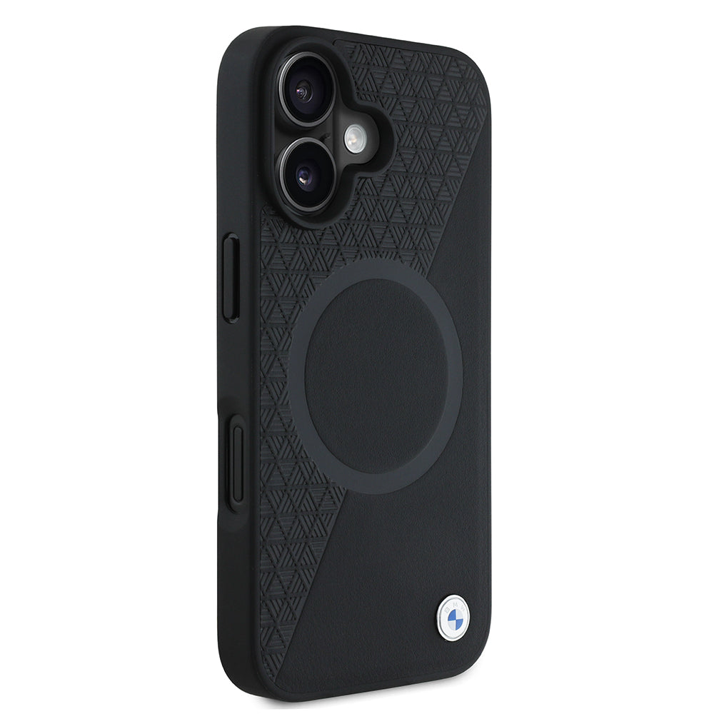 iPhone 16 Kılıf BMW Orijinal Lisanslı M-safe Şarj Özellikli Metal Logolu Yarım Dokulu Circle Deri Kılıf