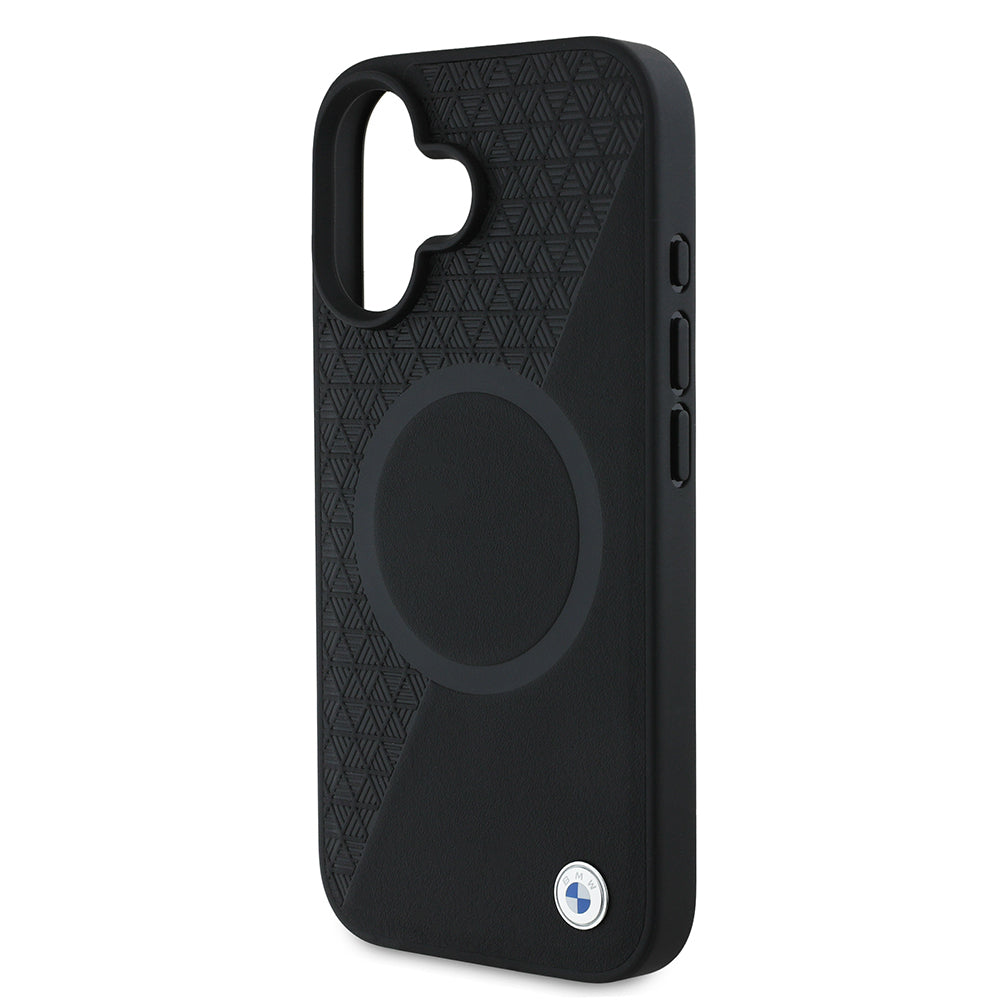 iPhone 16 Kılıf BMW Orijinal Lisanslı M-safe Şarj Özellikli Metal Logolu Yarım Dokulu Circle Deri Kılıf