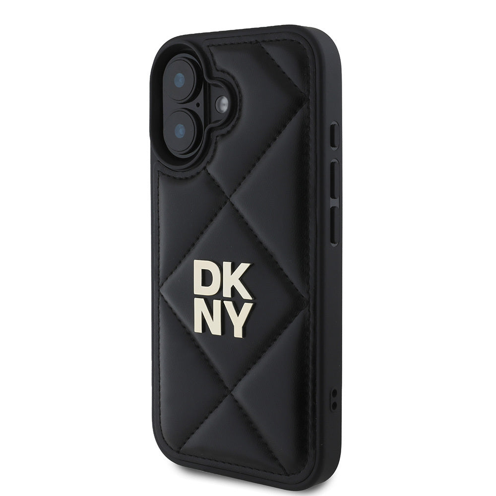 iPhone 16 Kılıf DKNY Orijinal Lisanslı Kapitone Tasarımlı Metal Logolu Deri Kılıf