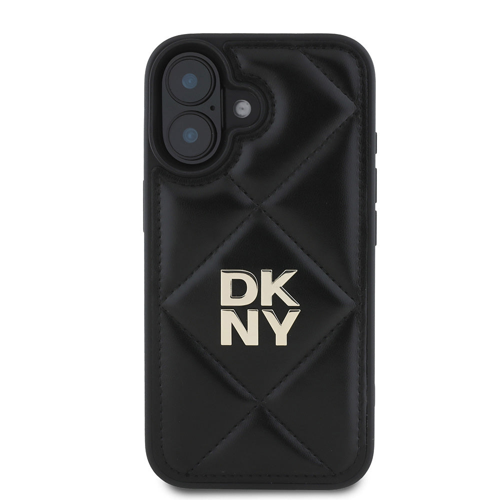 iPhone 16 Kılıf DKNY Orijinal Lisanslı Kapitone Tasarımlı Metal Logolu Deri Kılıf