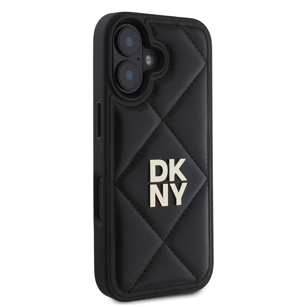 iPhone 16 Kılıf DKNY Orijinal Lisanslı Kapitone Tasarımlı Metal Logolu Deri Kılıf