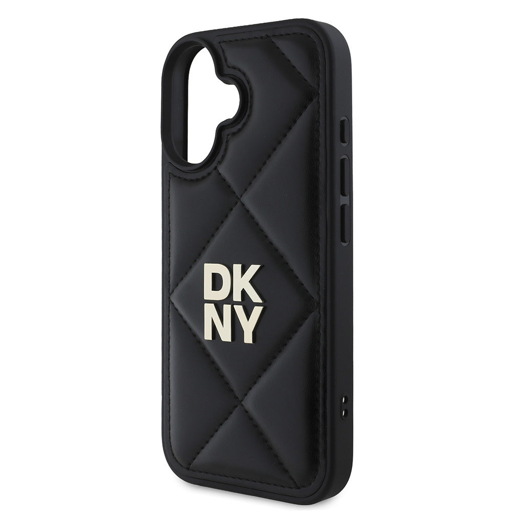 iPhone 16 Kılıf DKNY Orijinal Lisanslı Kapitone Tasarımlı Metal Logolu Deri Kılıf