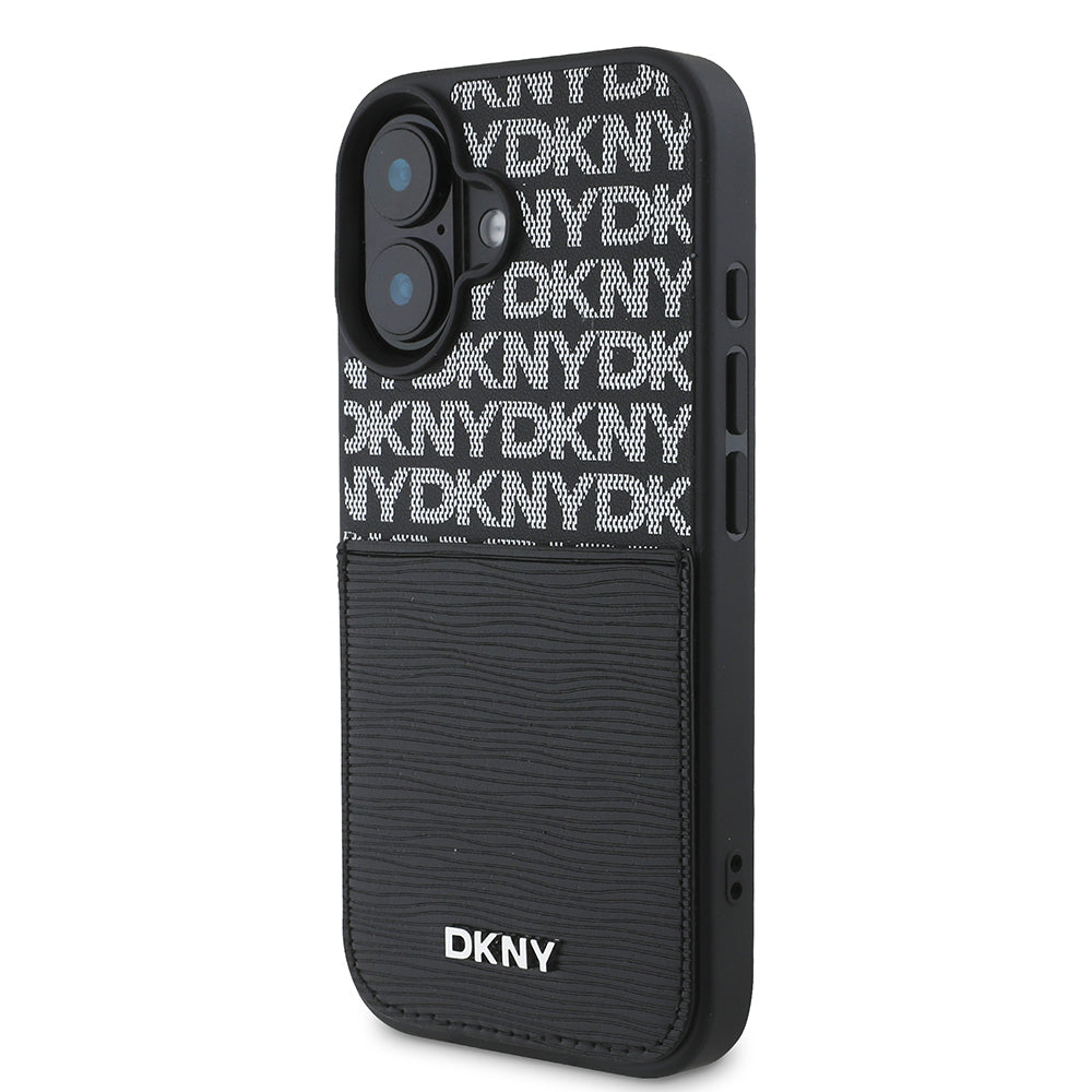 iPhone 16 Kılıf DKNY Orijinal Lisanslı Kartlıklı 3D Yazılı Repeat Texture Pattern Kılıf