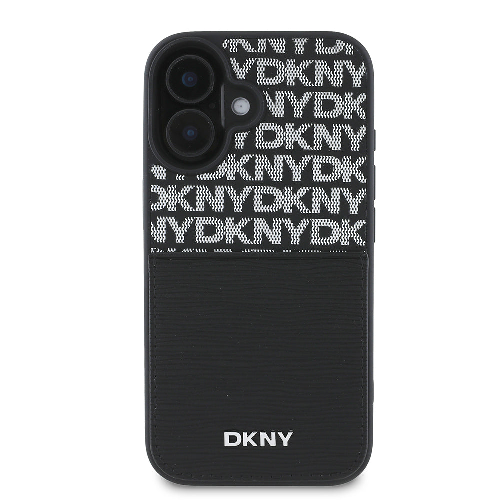 iPhone 16 Kılıf DKNY Orijinal Lisanslı Kartlıklı 3D Yazılı Repeat Texture Pattern Kılıf