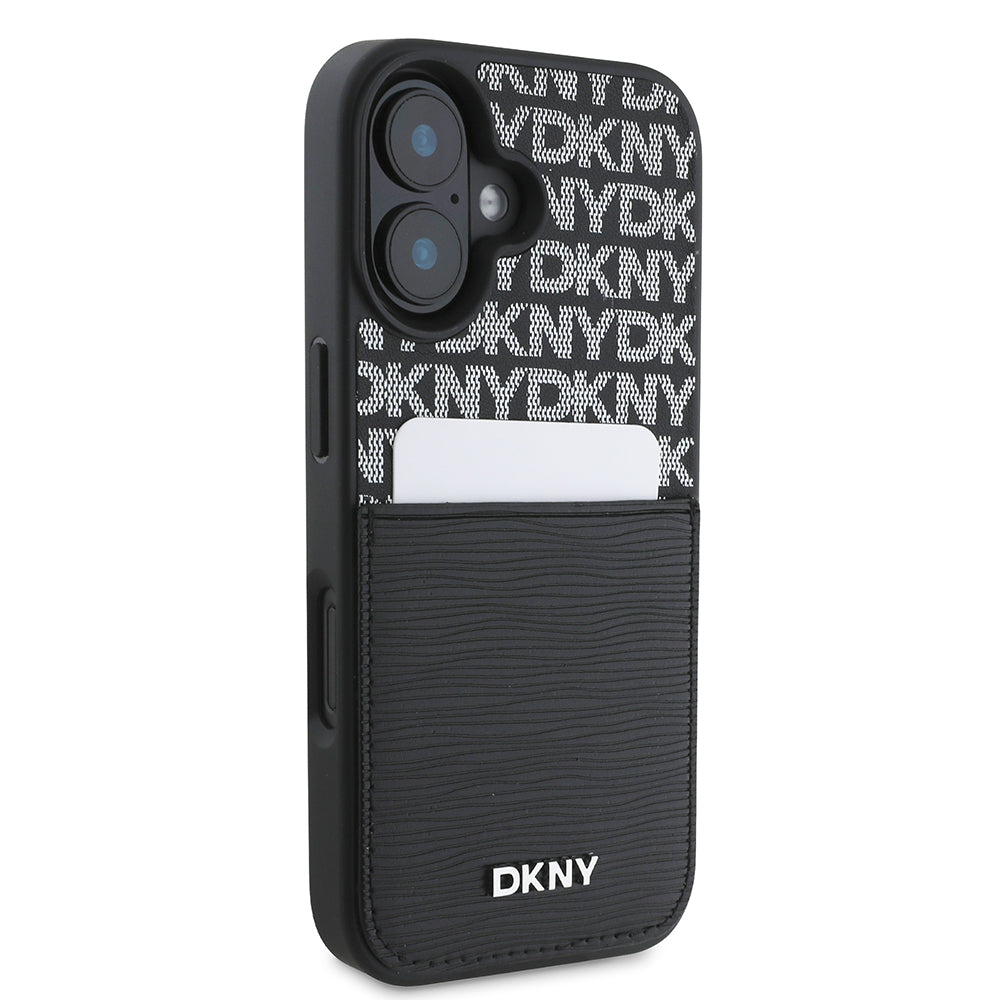 iPhone 16 Kılıf DKNY Orijinal Lisanslı Kartlıklı 3D Yazılı Repeat Texture Pattern Kılıf