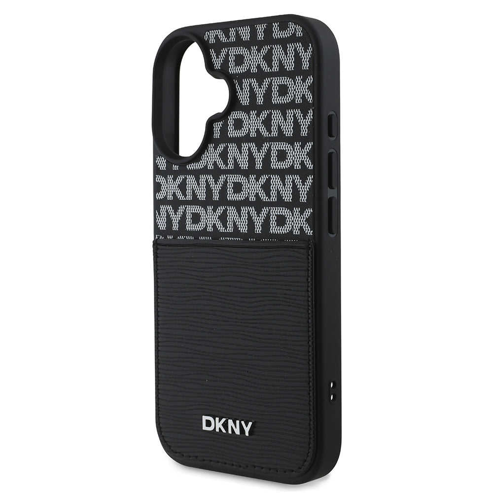 iPhone 16 Kılıf DKNY Orijinal Lisanslı Kartlıklı 3D Yazılı Repeat Texture Pattern Kılıf