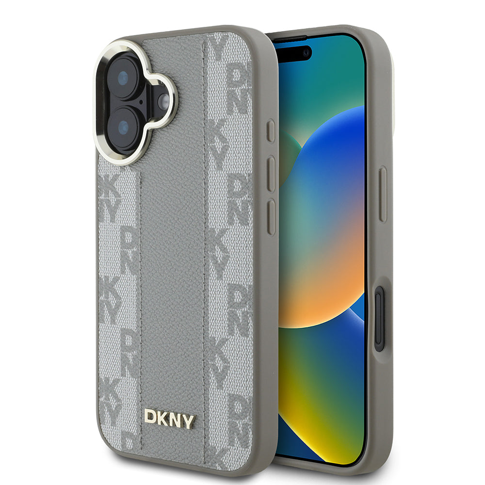 iPhone 16 Kılıf DKNY Orijinal Lisanslı M-safe Şarj Özellikli 3D Yazılı Checkered Pattern Kılıf