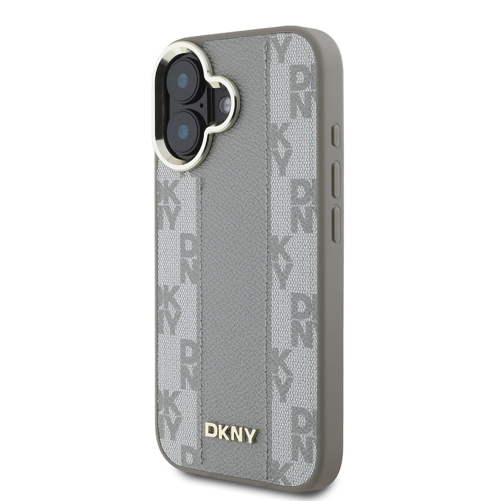 iPhone 16 Kılıf DKNY Orijinal Lisanslı M-safe Şarj Özellikli 3D Yazılı Checkered Pattern Kılıf