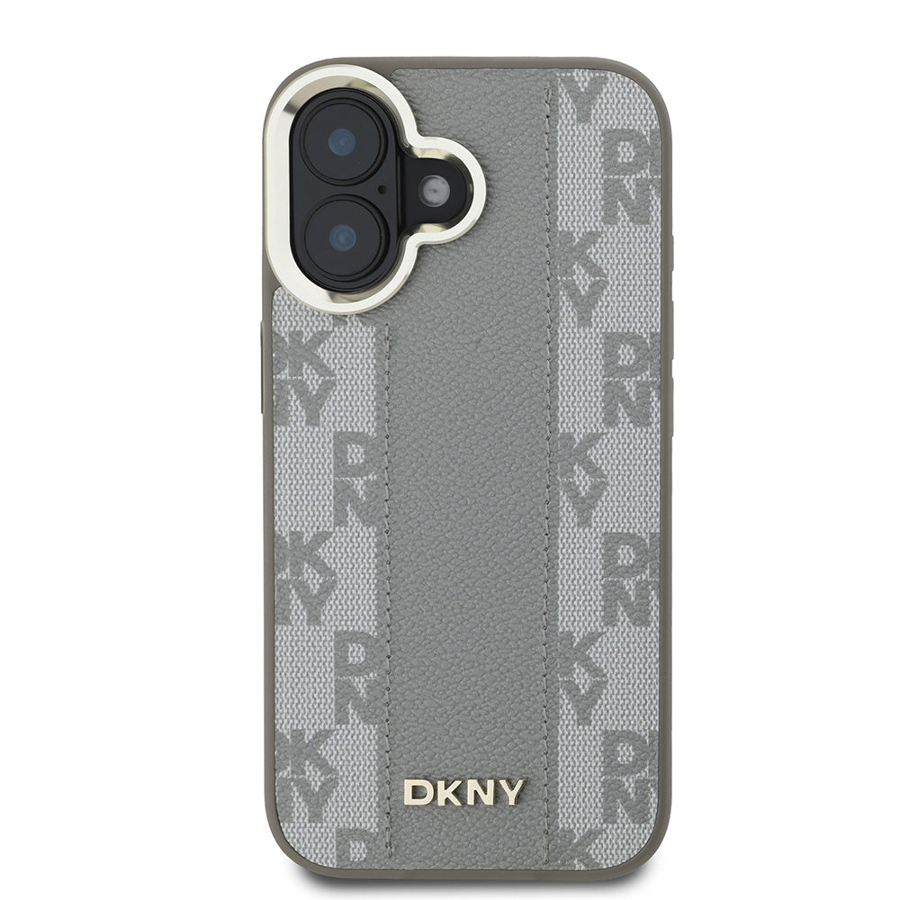 iPhone 16 Kılıf DKNY Orijinal Lisanslı M-safe Şarj Özellikli 3D Yazılı Checkered Pattern Kılıf