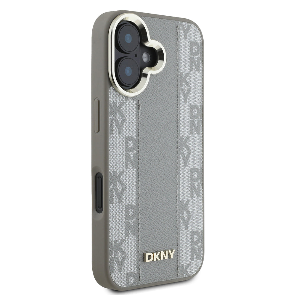 iPhone 16 Kılıf DKNY Orijinal Lisanslı M-safe Şarj Özellikli 3D Yazılı Checkered Pattern Kılıf