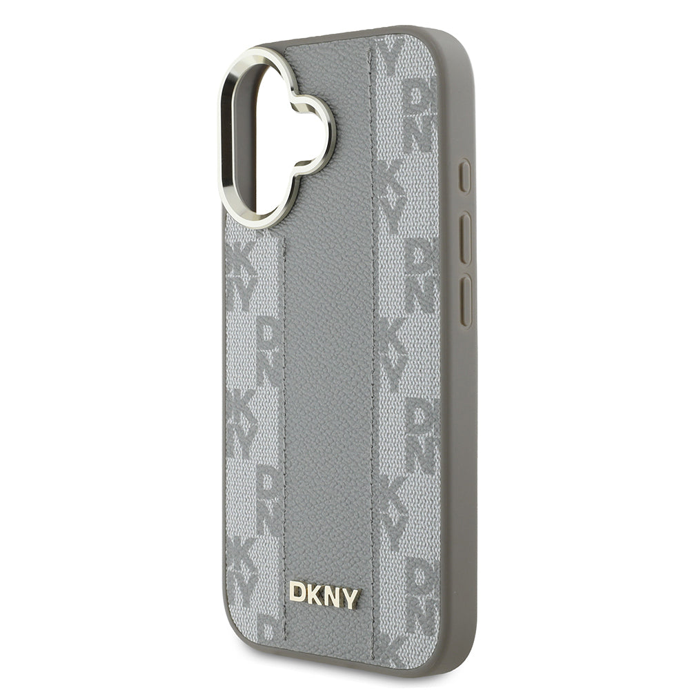 iPhone 16 Kılıf DKNY Orijinal Lisanslı M-safe Şarj Özellikli 3D Yazılı Checkered Pattern Kılıf
