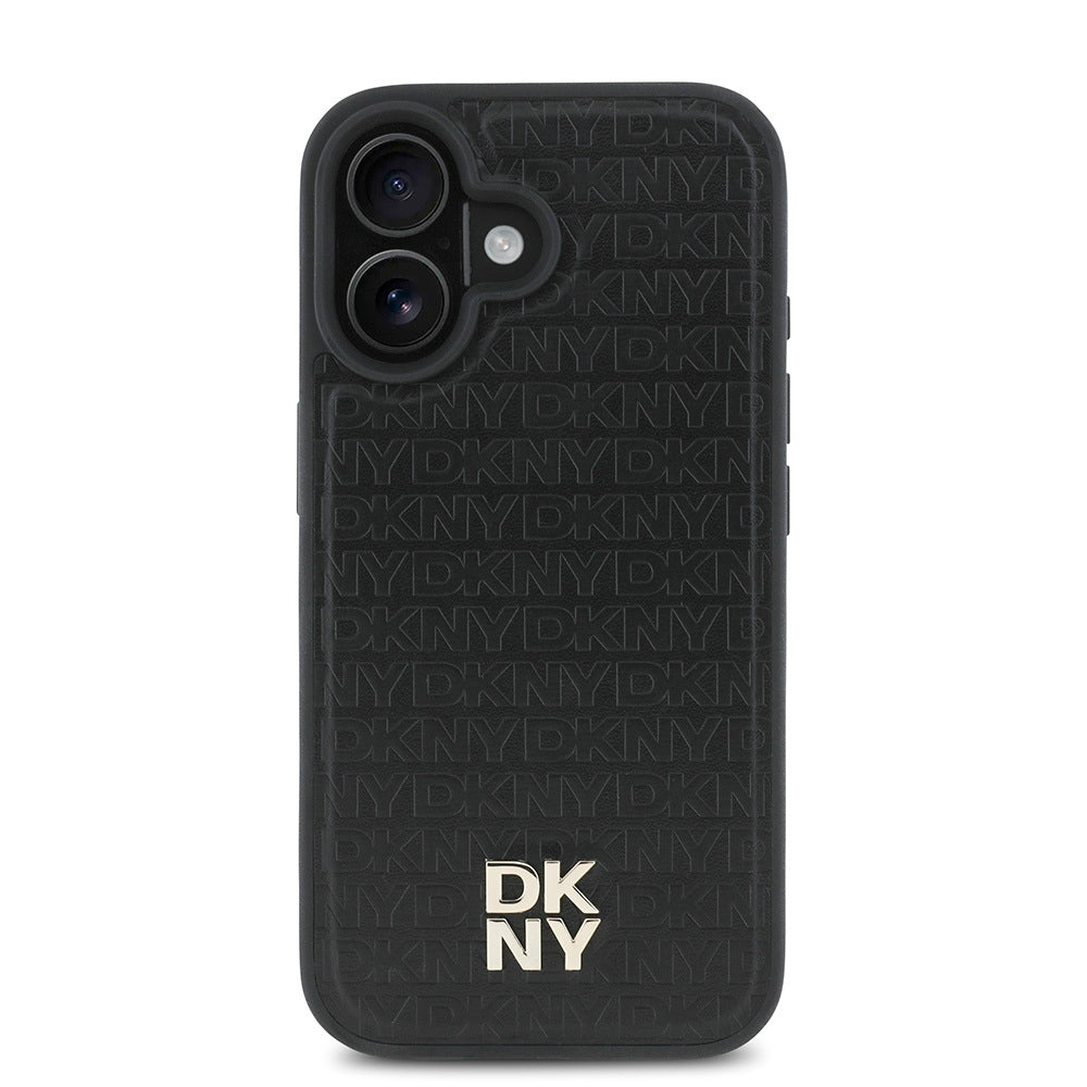 iPhone 16 Kılıf DKNY Orijinal Lisanslı M-safe Şarj Özellikli 3D Yazılı Repeat Pattern Kılıf