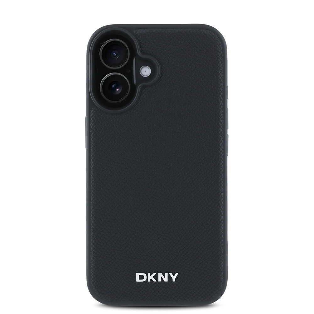iPhone 16 Kılıf DKNY Orijinal Lisanslı M-safe Şarj Özellikli Metal Logolu PU Deri Grained Kılıf