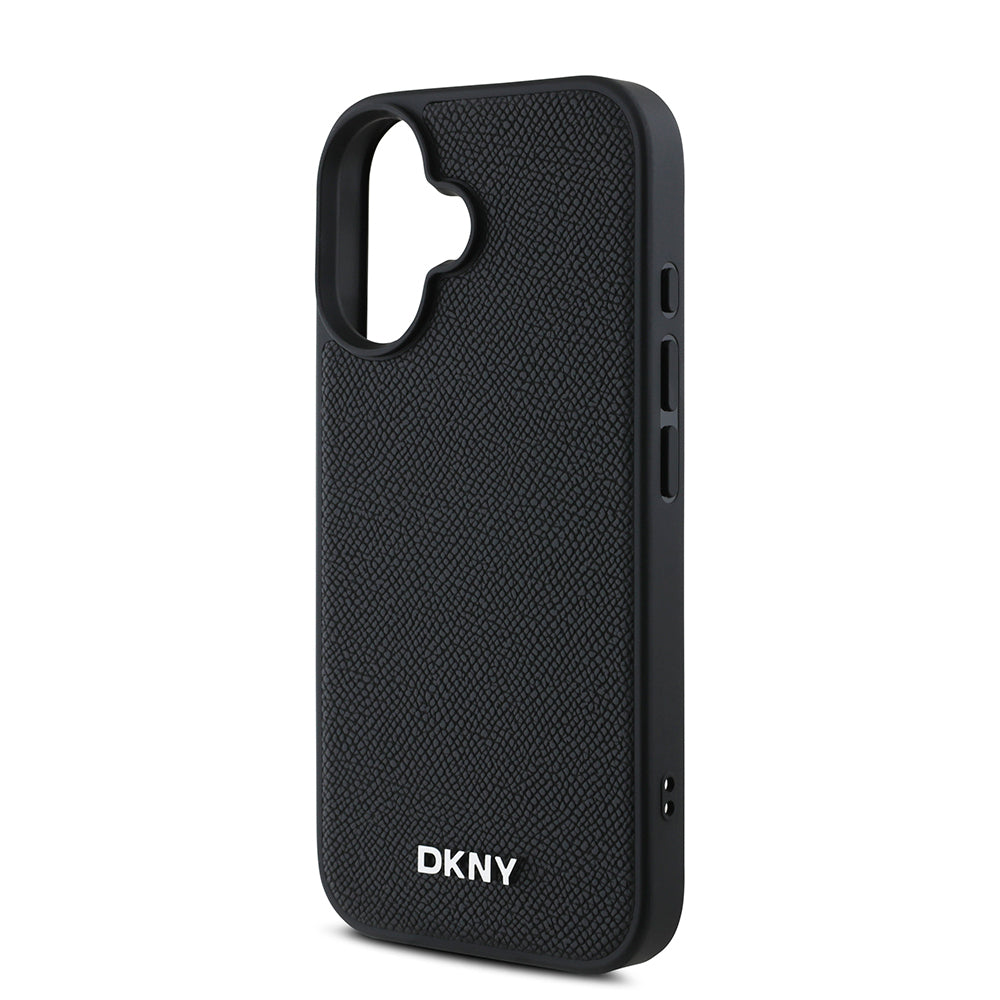 iPhone 16 Kılıf DKNY Orijinal Lisanslı M-safe Şarj Özellikli Metal Logolu PU Deri Grained Kılıf