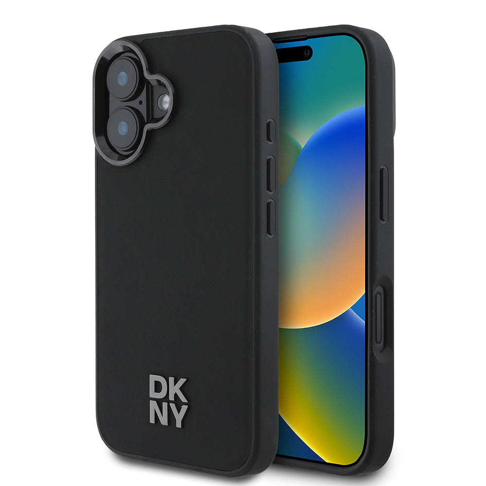 iPhone 16 Kılıf DKNY Orijinal Lisanslı M-safe Şarj Özellikli Metal Logolu PU Deri Plain Kılıf