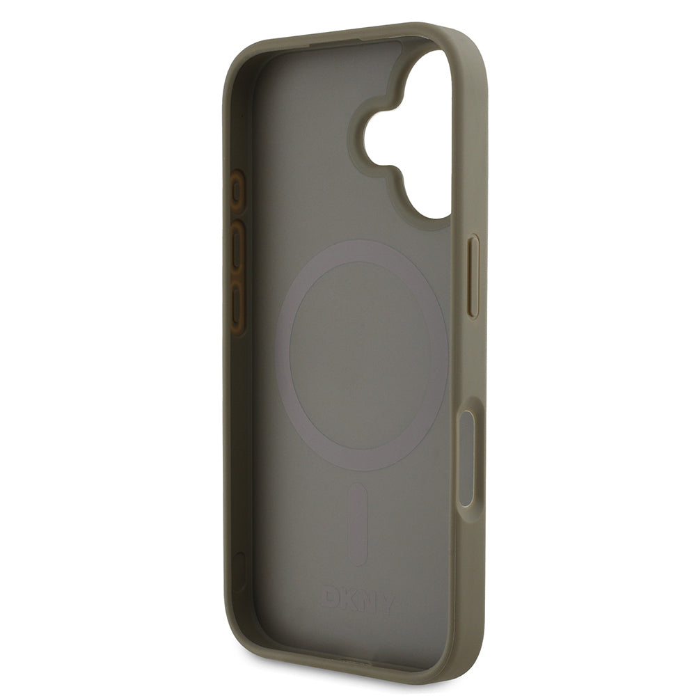 iPhone 16 Kılıf DKNY orijinal Lisanslı M-safe Şarj Özellikli 3D Yazılı Grid Pattern Kılıf
