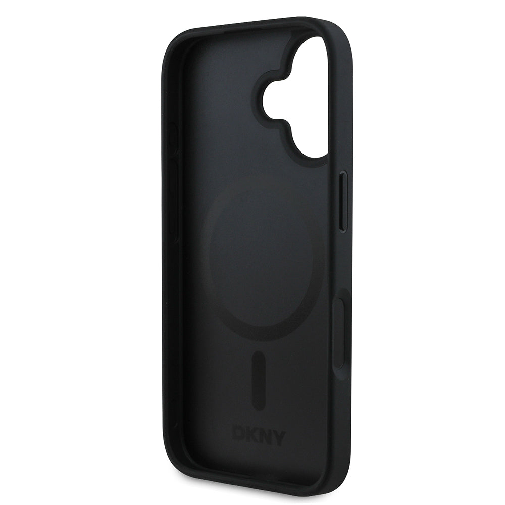 iPhone 16 Kılıf DKNY orijinal Lisanslı M-safe Şarj Özellikli 3D Yazılı Grid Pattern Kılıf