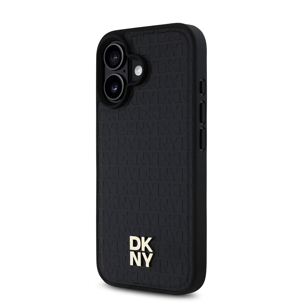 iPhone 16 Kılıf DKNY orijinal Lisanslı M-safe Şarj Özellikli 3D Yazılı Repeat Pattern Kılıf