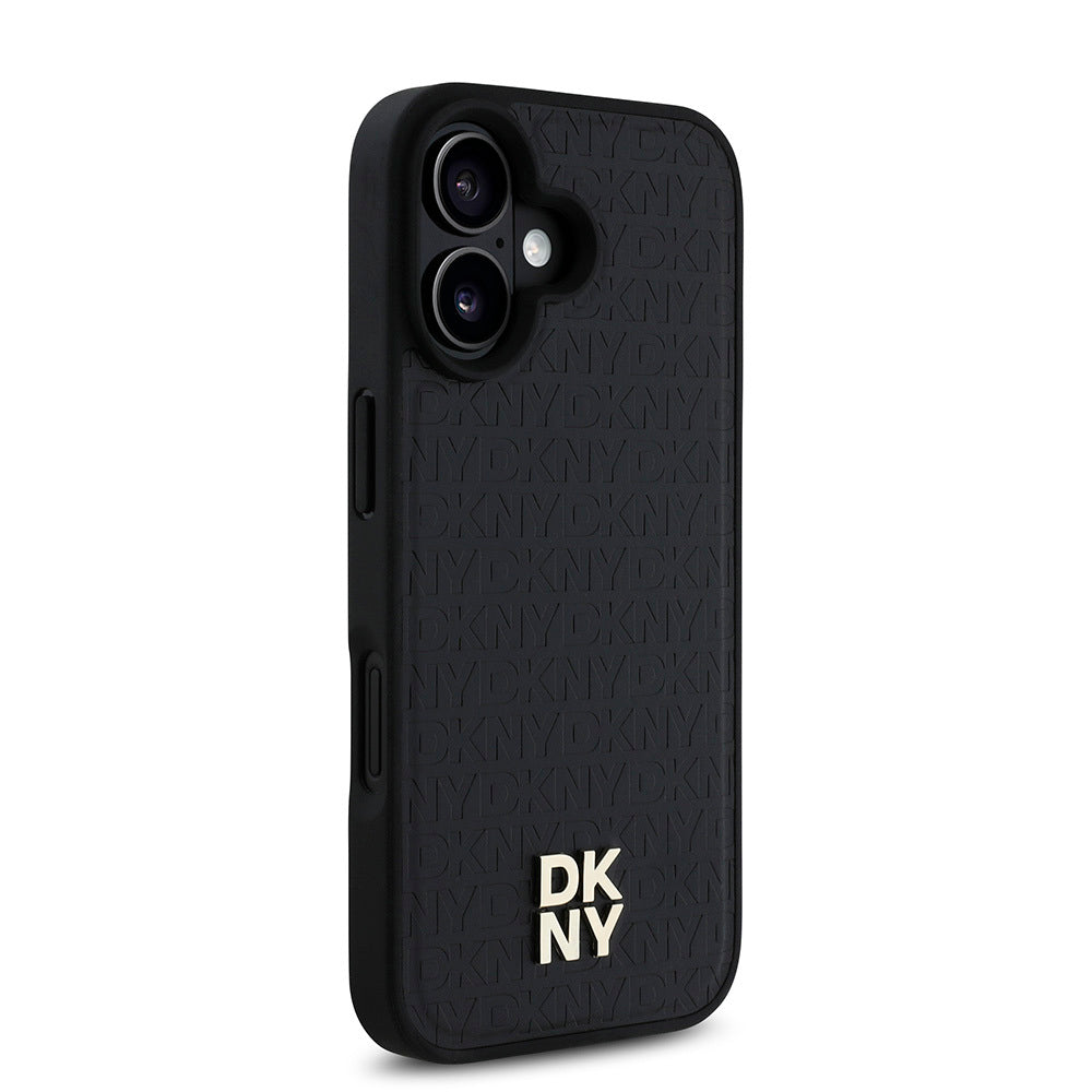 iPhone 16 Kılıf DKNY orijinal Lisanslı M-safe Şarj Özellikli 3D Yazılı Repeat Pattern Kılıf