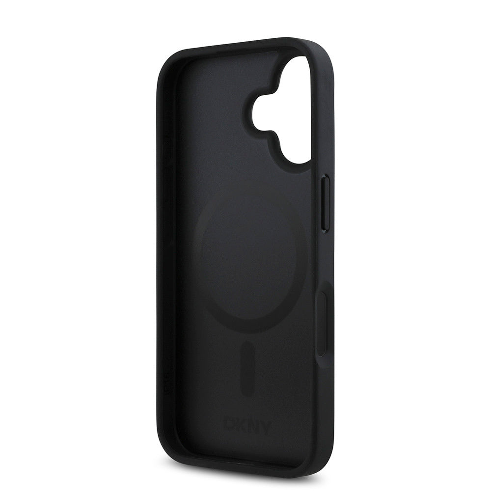 iPhone 16 Kılıf DKNY orijinal Lisanslı M-safe Şarj Özellikli 3D Yazılı Repeat Pattern Kılıf