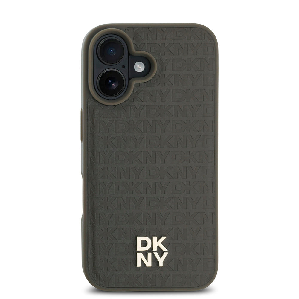 iPhone 16 Kılıf DKNY orijinal Lisanslı M-safe Şarj Özellikli 3D Yazılı Repeat Pattern Kılıf