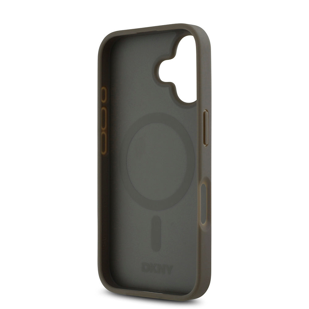 iPhone 16 Kılıf DKNY orijinal Lisanslı M-safe Şarj Özellikli 3D Yazılı Repeat Pattern Kılıf