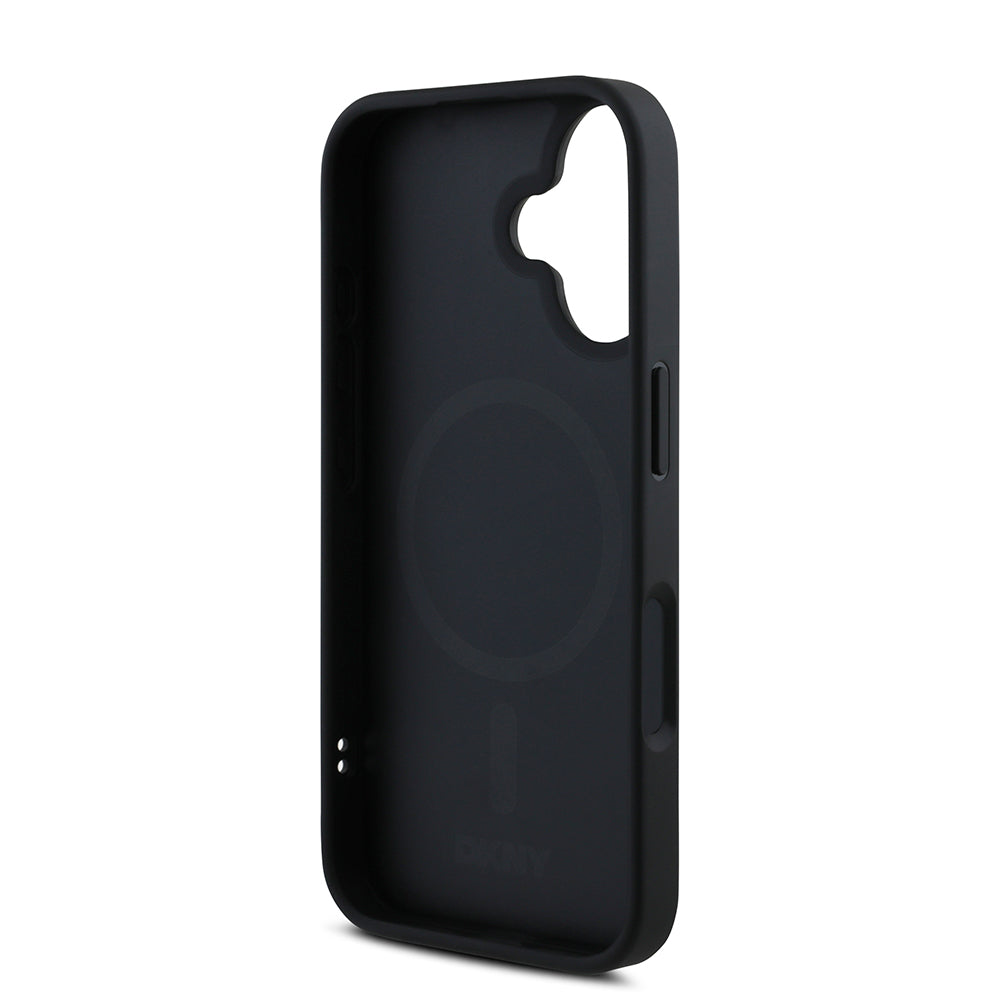 iPhone 16 Kılıf DKNY Orjinal Lisanslı M-safe Şarj Özellikli Metal Logolu PU Deri Grained Kılıf