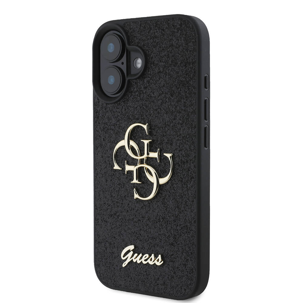 iPhone 16 Kılıf Guess Orijinal Lisanslı 4G Büyük Metal Logolu Glitter Kılıf